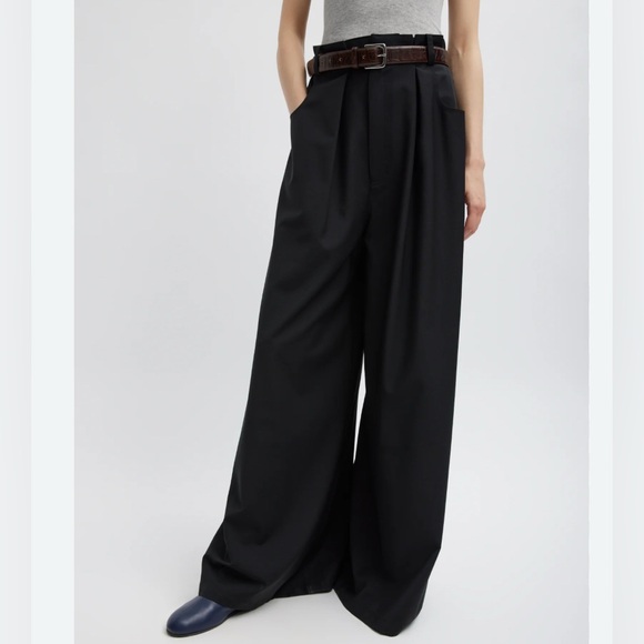 Pink Tartan Pants - PINK TARTAN WOOL BLEND WIDE LEG BLACK TROUSERS WITH CUFFS SZ 8